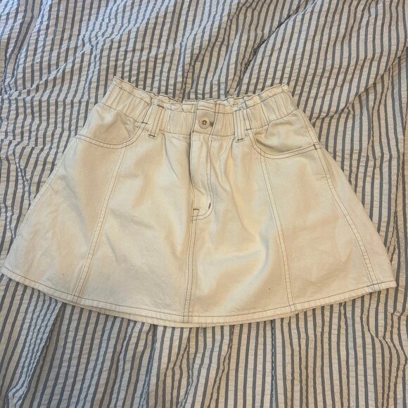 SOLD White Denim Mini Skirt - Picture 1 of 3
